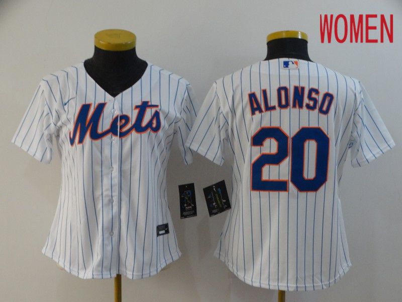 Women New York Mets #20 Alonso White Nike Game MLB Jerseys